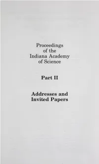 Proceedings of the Indiana Academy of Science