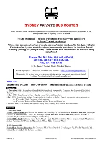 Routes Transferred to State Transit Authority