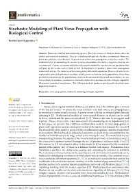 Stochastic Modeling of Plant Virus Propagation with Biological Control