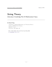 String Theory University of Cambridge Part III Mathematical Tripos