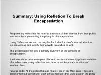 Summary: Using Refletion to Break Encapsulation