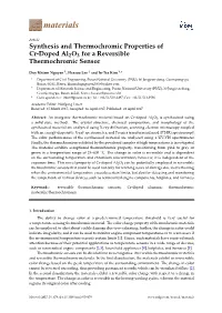 Synthesis and Thermochromic Properties of Cr-Doped Al2o3 for a Reversible Thermochromic Sensor