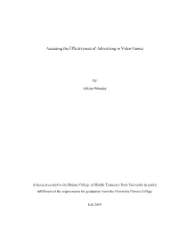 Assessing the Effectiveness of Advertising in Video Games