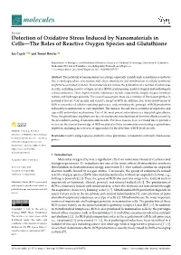 Detection of Oxidative Stress Induced by Nanomaterials in Cells—The Roles of Reactive Oxygen Species and Glutathione