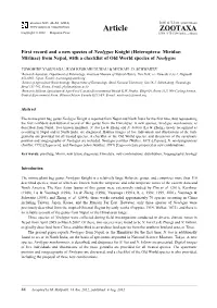 Heteroptera: Miridae: Mirinae) from Nepal, with a Checklist of Old World Species of Neolygus