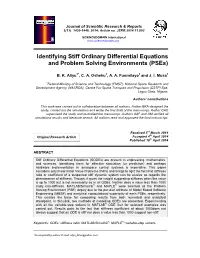 Identifying Stiff Ordinary Differential Equations and Problem Solving Environments (Pses)