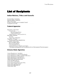 List of Recipients