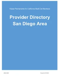 Provider Directory San Diego Area