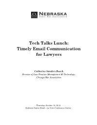 Tech Talks Lunch: Timely Email Communication for Lawyers