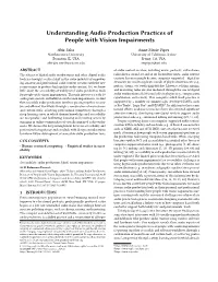 Understanding Audio Production Practices of People with Vision Impairments