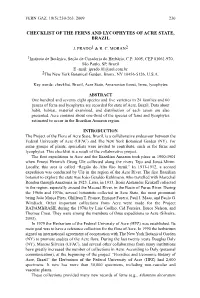 Checklist of the Ferns and Lycophytes of Acre State, Brazil