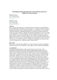 Developing Cultural Heritage Preservation Databases Based on Dublin Core Data Elements