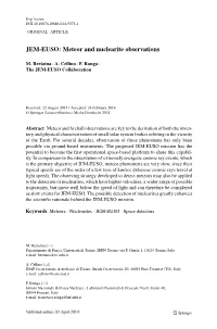 JEM-EUSO: Meteor and Nuclearite Observations