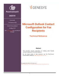 Microsoft Outlook Contact Configuration for Fax Recipients