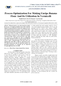 Process Optimization for Making Unripe Banana Flour and Its Utilization in Vermicelli Shaikh Sarah1, Prof
