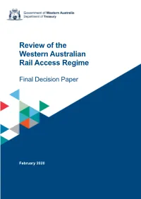 Review of the Western Australian Rail Access Regime