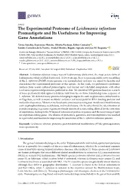 The Experimental Proteome of Leishmania Infantum Promastigote and Its Usefulness for Improving Gene Annotations