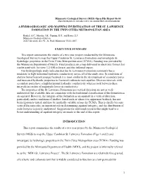 A Hydrogeologic and Mapping Investigation of the St. Lawrence Formation in the Twin Cities Metropolitan Area Executive Summary T