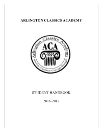 Arlington Classics Academy Student Handbook 2016-2017