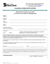 Chicken License Application Form for 2014