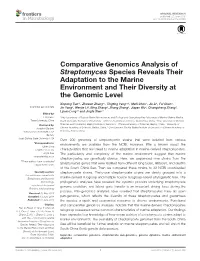 Comparative Genomics Analysis of Streptomyces Species Reveals Their Adaptation to the Marine Environment and Their Diversity at the Genomic Level