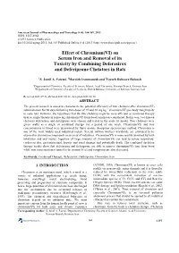 Effect of Chromium(VI) on Serum Iron and Removal of Its Toxicity by Combining Deferasirox and Deferiprone Chelators in Rats