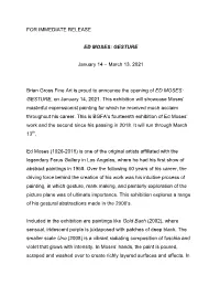 For Immediate Release Ed Moses