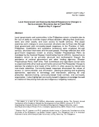 Local Governments and Community-Based Response to Changes in Socio-Economic Structures Due to Flood Risks