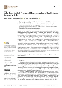 Solid Truss to Shell Numerical Homogenization of Prefabricated Composite Slabs