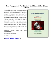 This Masquerade for Clarinet and Piano Video Sheet Music