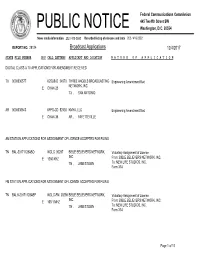 Broadcast Applications 12/4/2017
