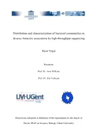 Distribution and Characterization of Bacterial Communities in Diverse Antarctic Ecosystems by High-Throughput Sequencing