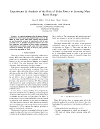 Experiments & Analysis of the Role of Solar Power in Limiting Mars Rover