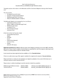 Non-Conformist Records at Teesside Archives and Middlesbrough Reference Library