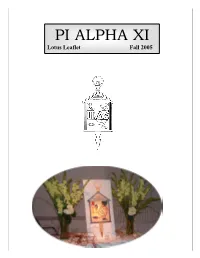 PI ALPHA XI Lotus Leaflet Fall 2005 Lotus Leaflet Fall 2005