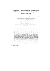 Training of Classifiers for the Recognition of Musical Instrument