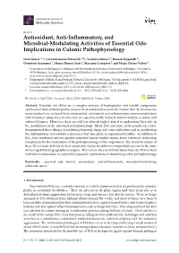 Antioxidant, Anti-Inflammatory, and Microbial-Modulating Activities Of
