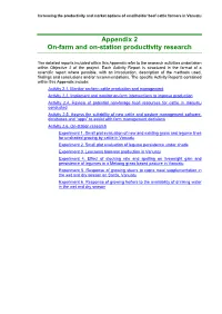 Appendix 2 On-Farm and On-Station Productivity Research