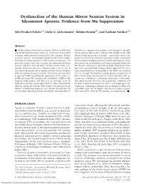 Dysfunction of the Human Mirror Neuron System in Ideomotor Apraxia: Evidence from Mu Suppression