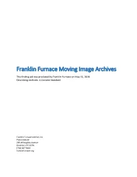 Finding Aid Was Produced by Franklin Furnace on May 15, 2019