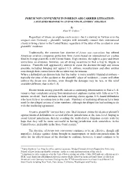 Forum Non Conveniens in Foreign Air Carrier Litigation: a Sustained Response to an Evolving Plaintiffs’ Strategy