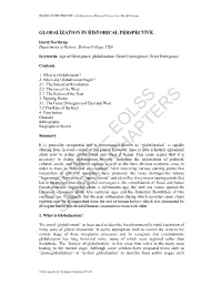 Globalization in Historical Perspective - David Northrup