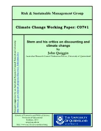 Risk & Sustainable Management Group Climate Change Working