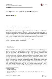 Social Science As a Guide to Social Metaphysics?