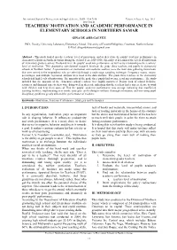 Teachers' Motivation and Academic Performance In