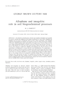 Allophane and Imogolite: Role in Soil Biogeochemical Processes