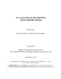 An Analysis of Transit Bus Axle Weight Issues