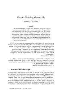Deontic Modality, Generically