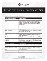Eating Guide for a Low-Oxalate Diet