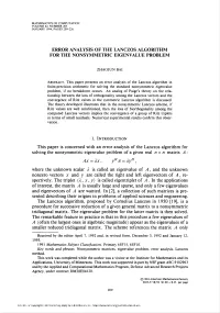 Error Analysis of the Lanczos Algorithm for the Nonsymmetric Eigenvalue Problem